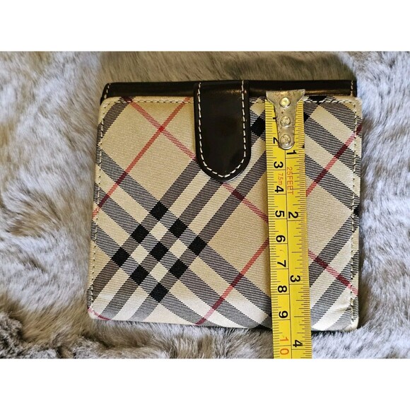 BURBERRY London Blue Label Nova Check Canvas Leather Small Bifold Compact Wallet - Picture 6 of 16